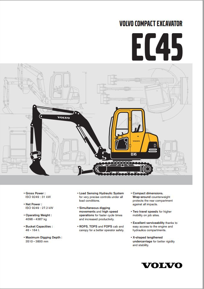 Volvo Excavator EC45 Service Repair Manual PDF