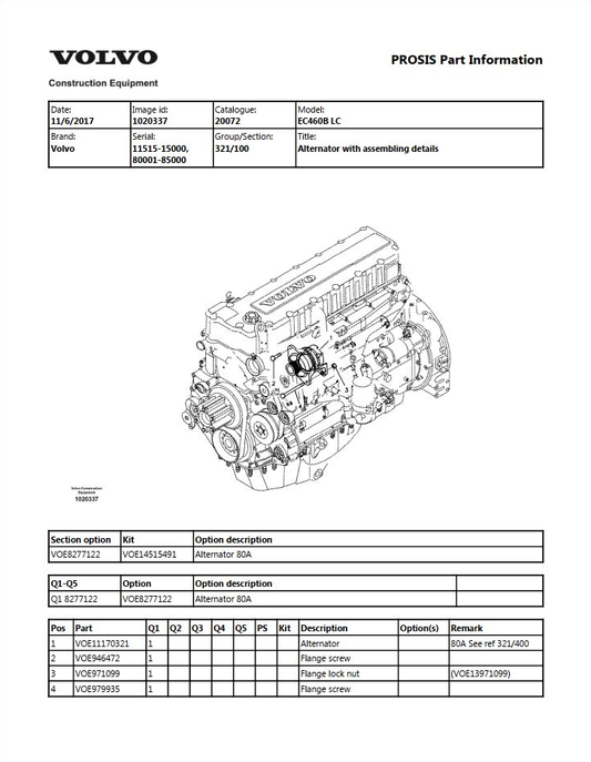 Volvo Excavator EC460B LC Parts