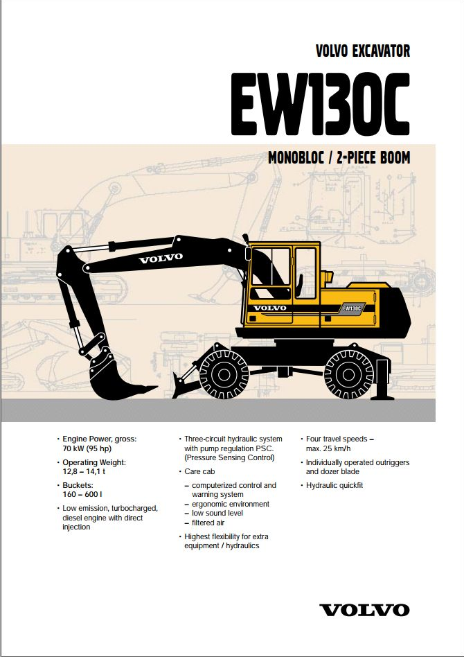 Volvo Excavator EW130C Service Repair Manual PDF