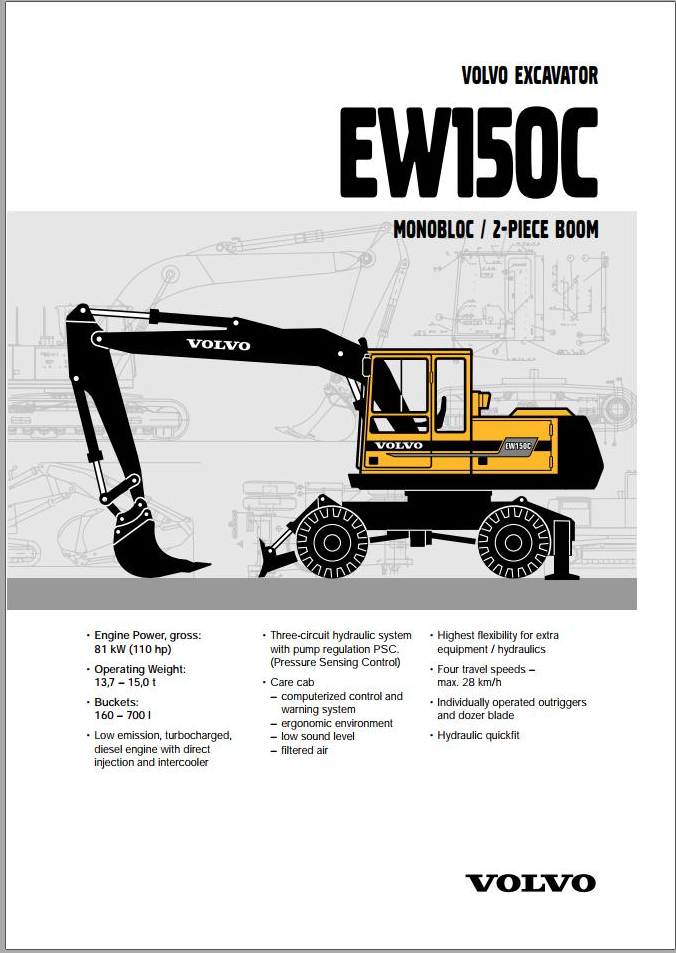 Volvo Excavator EW150C Service and Repair Manual PDF