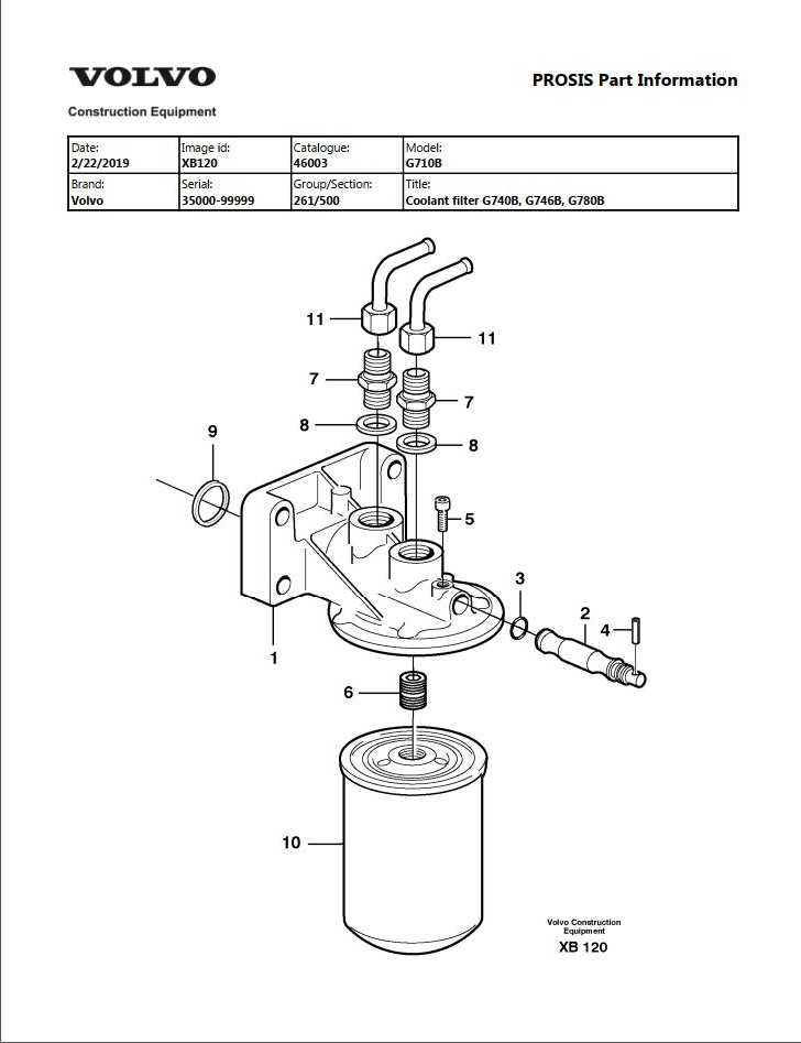 Volvo Motor Grader G710B Parts Catalog