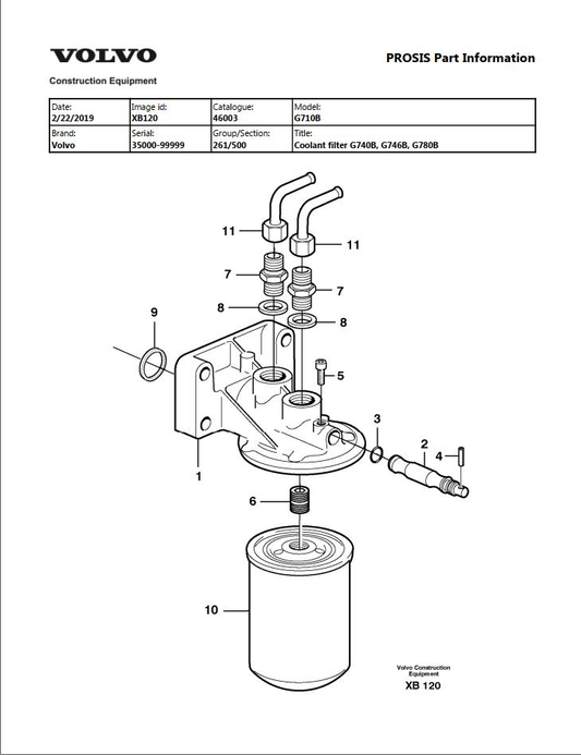 Volvo Motor Grader G710B Parts Catalog