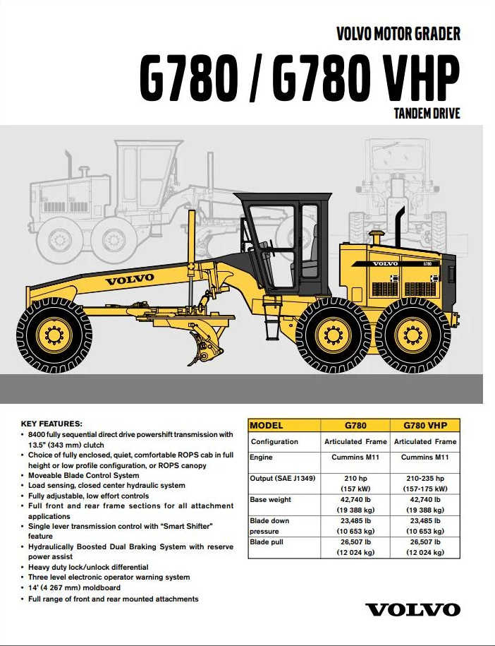 Volvo Motor Grader G780 Service and Repair Manual PDF