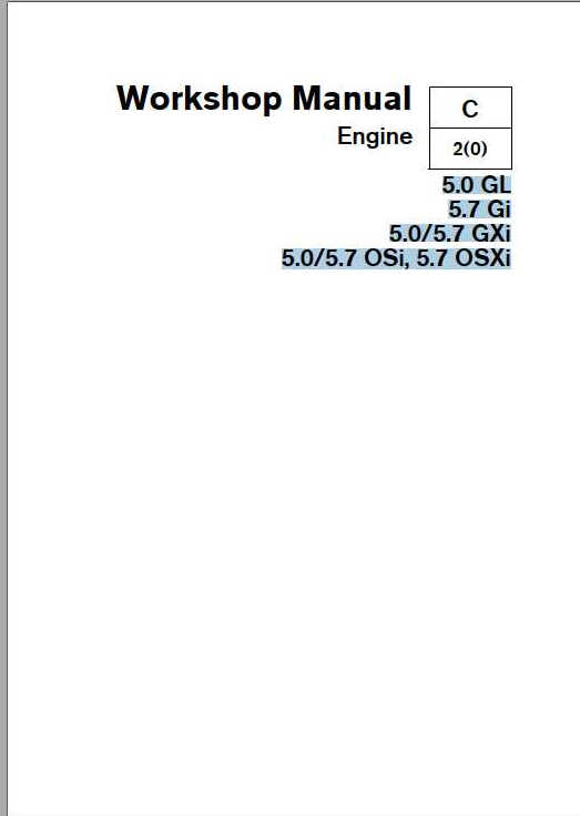 Volvo Penta Engine 5.0 5.7 GL Gi GXi OSi OSXi Workshop