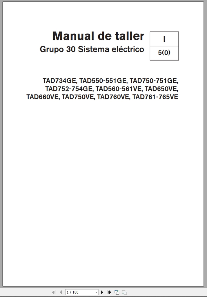 Volvo Penta Engine TAD550GE To TAD762VE Workshop Electrical System