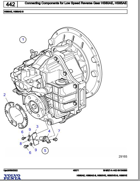 Volvo Penta Marine Drives Transmissions HS80AE to HS80VE Parts Catalog