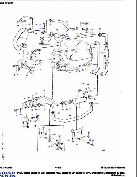Volvo Penta Marine Drives Transmissions PT93 to Shield with po Parts Catalog
