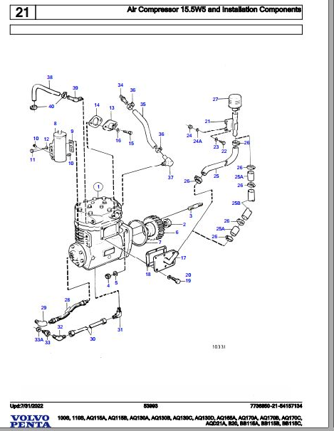 Volvo Penta Marine Gasoline Engines 100S to BB115C Parts Catalog