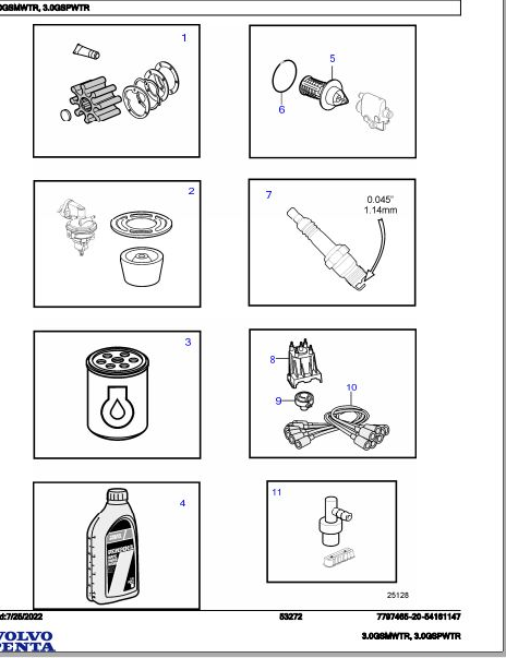 Volvo Penta Marine Gasoline Engines 3.0GSMWTR 3.0GSPWTR Parts Catalog