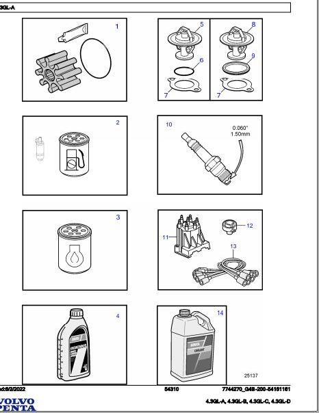 Volvo Penta Marine Gasoline Engines 4.3GL-A to 4.3GL-D Parts Catalog