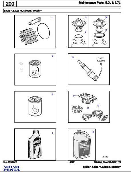 Volvo Penta Marine Gasoline Engines 5.0GXi-F to 5.0OSi-FF Parts Catalog