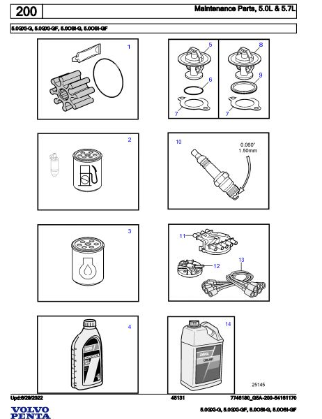 Volvo Penta Marine Gasoline Engines 5.0GXi-G to 5.0OSI-GF Parts Catalog
