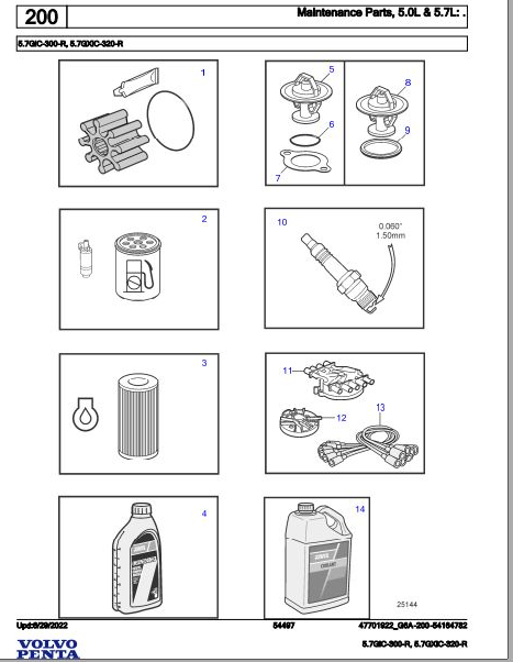 Volvo Penta Marine Gasoline Engines 5.7GiC-300-R 5.7GXiC-320-R Parts Catalog