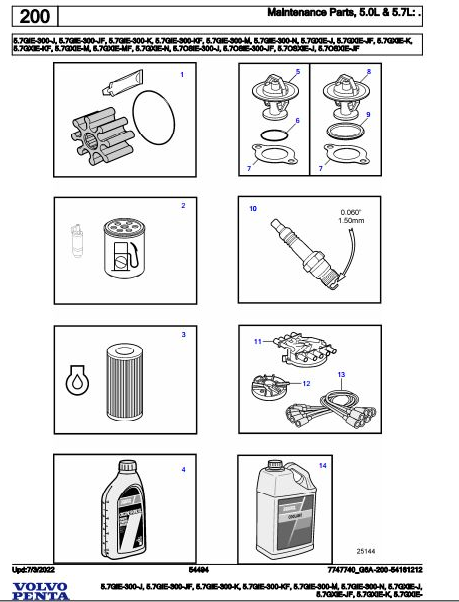 Volvo Penta Marine Gasoline Engines 5.7GiE-300-J to 5.7GXiE- Parts Catalog