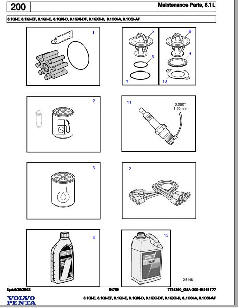 Volvo Penta Marine Gasoline Engines 8.1Gi-E to 8.1OSi-AF Parts Catalog