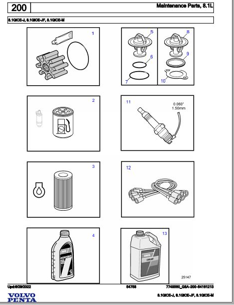 Volvo Penta Marine Gasoline Engines 8.1GiCE-J to 8.1GiCE-M Parts Catalog