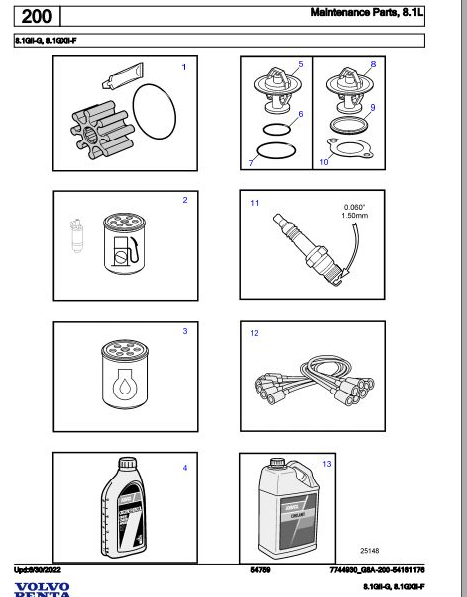 Volvo Penta Marine Gasoline Engines 8.1GiI-G 8.1GXiI-F Parts Catalog