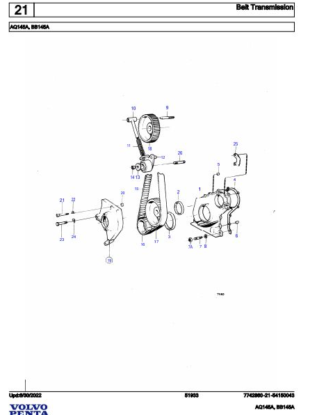 Volvo Penta Marine Gasoline Engines AQ145A BB145A Parts Catalog