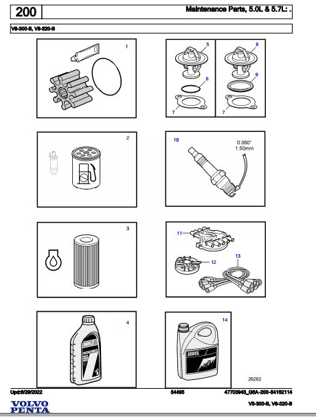 Volvo Penta Marine Gasoline Engines V8-300-B V8-320-B Parts Catalog