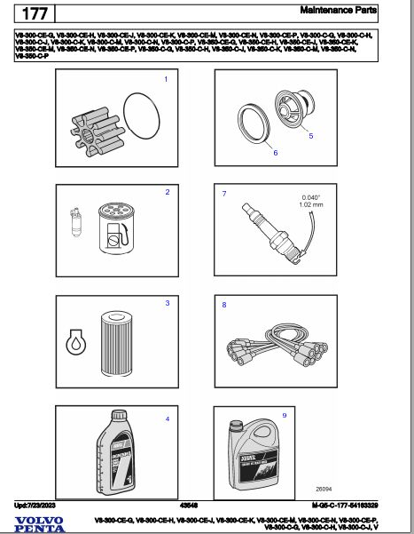 Volvo Penta Marine Gasoline Engines V8-300-CE-G to V8-300-C-J V Parts Catalog