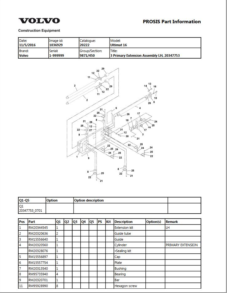 Volvo Screed Ultimat 16 Parts and Service Repair Manual PDF
