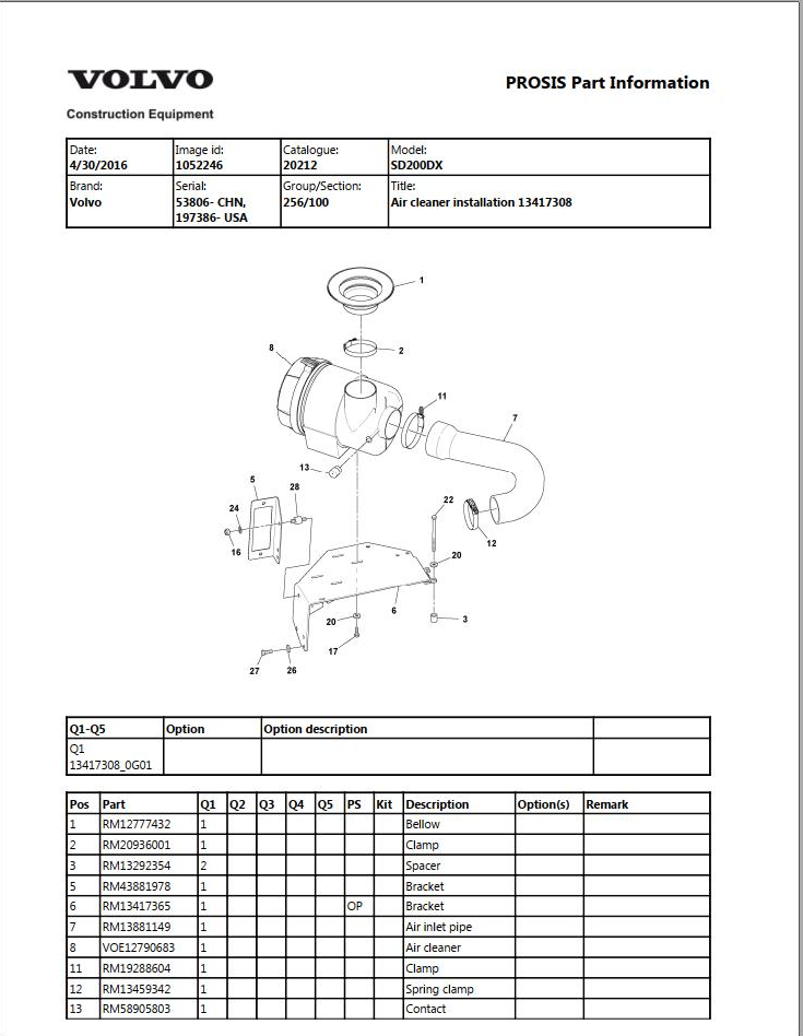 Volvo Single Drum Compactors SD200DX Parts and Service Repair Manual PDF