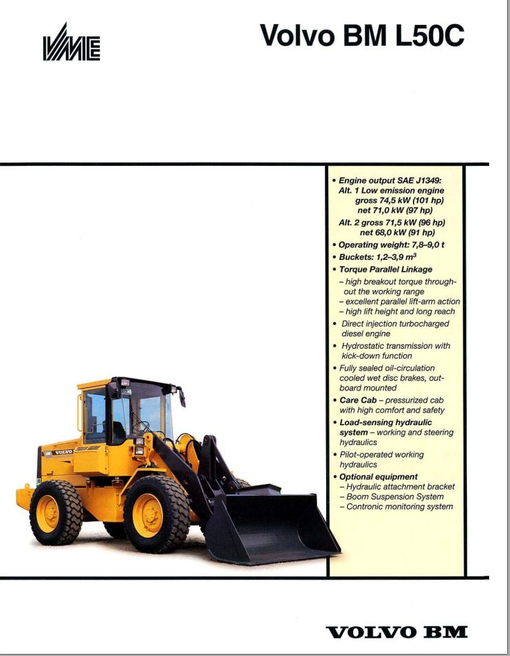 Volvo Wheel Loader BM L50C Service Repair Manual PDF