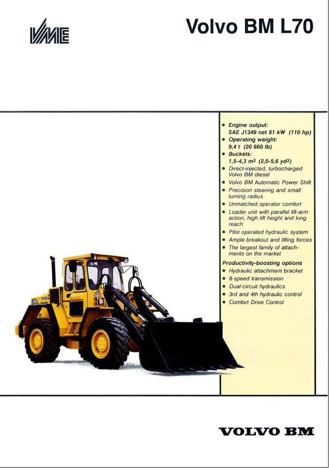Volvo Wheel Loader BM L70 Parts Manual PDF