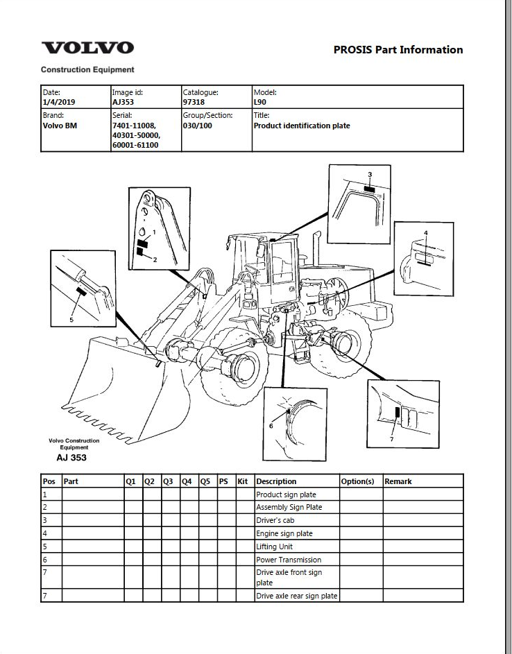 Volvo Wheel Loader BM L90 Parts