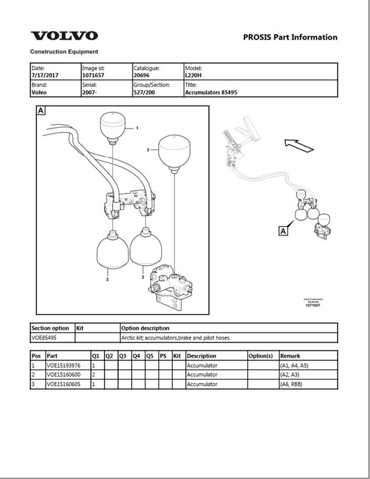 Volvo Wheel Loader L220H Parts Catalog