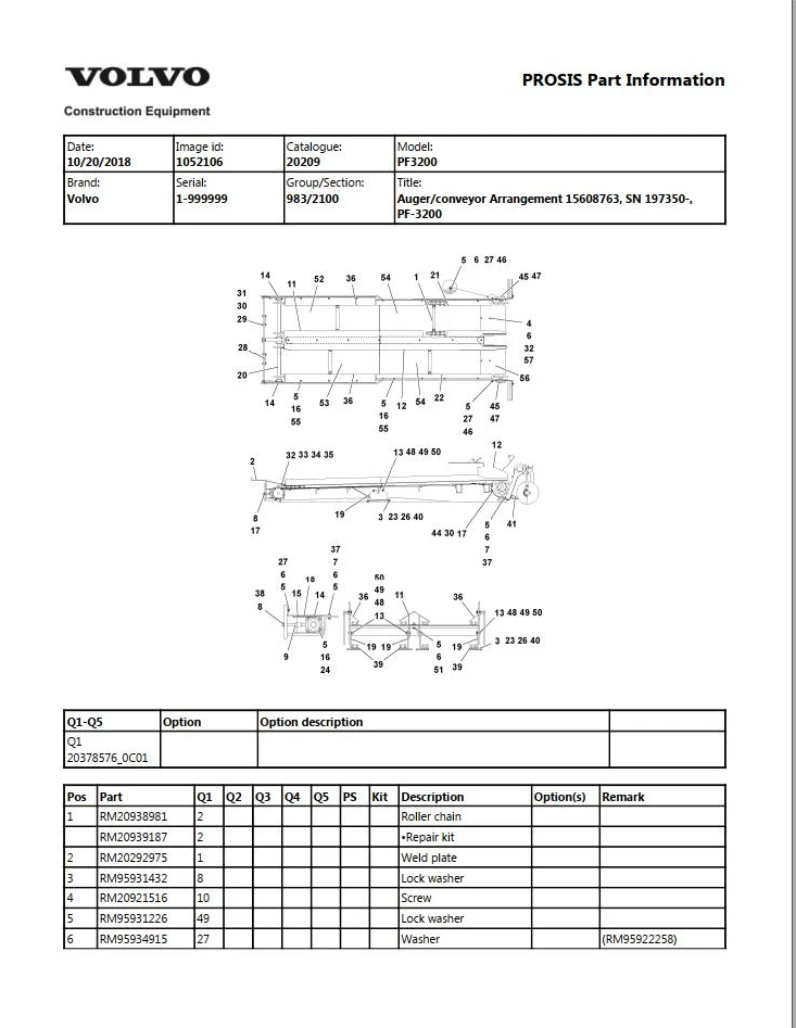 Volvo Wheel Paver PF3200 Parts Service Repair Manual PDF