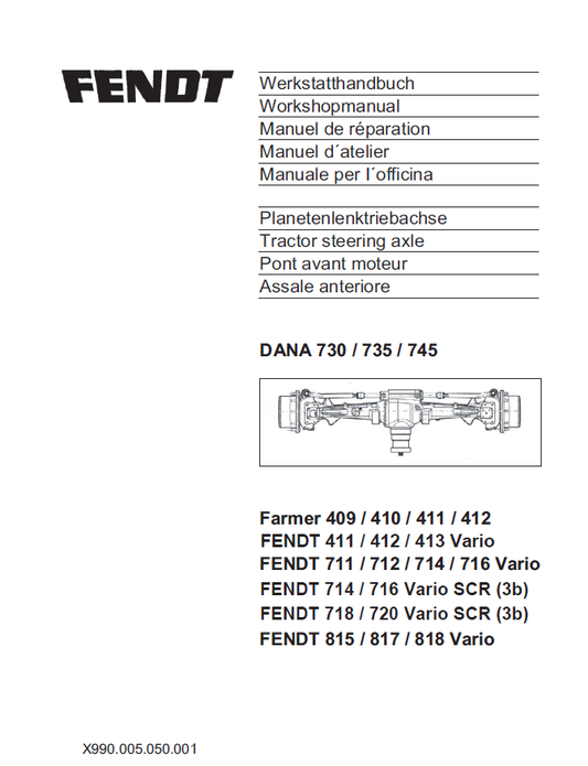 Workshop Service Repair Manual - Fendt Farmer 400, 409, 410, 411, 412 Vario Tractor PDF Download