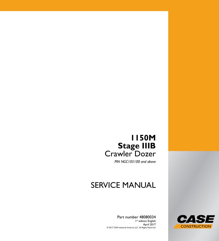 Case 1150M Stage IIIB Crawler Dozer Service Manual (48080034)