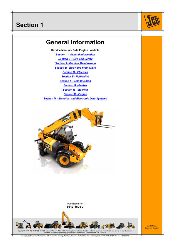 JCB 531-70 to 550-T80 Telehandler Service Manual - 9813-1500-3