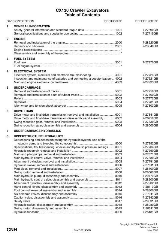 CASE CX130 Crawler Excavator Service Manual – 7-28143