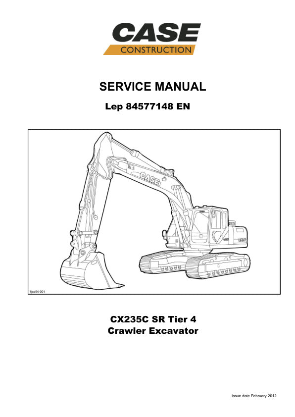 Case CX235C SR Crawler Excavator Service Manual (84577148)