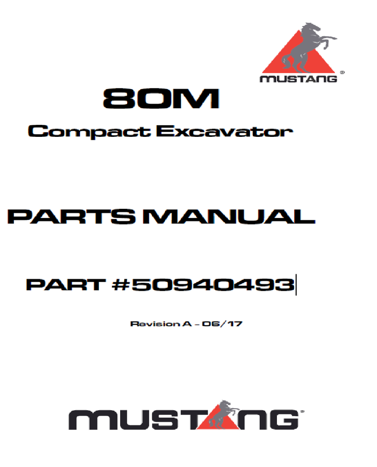 Mustang 80M Compact Excavator Parts Catalog Manual 50940493 PDF Download