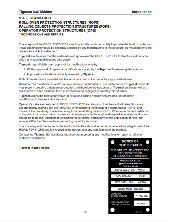 Tigercat 635 Skidder Service Repair Manual (15160A)