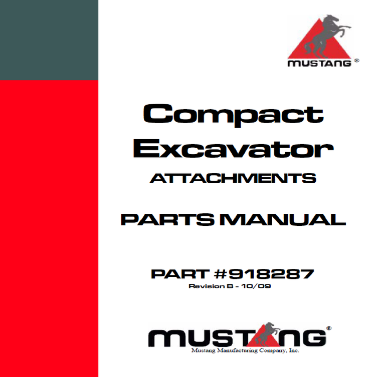 Mustang MTL320 Compact Excavator Attachments Parts Catalog Manual 918287 PDF Download